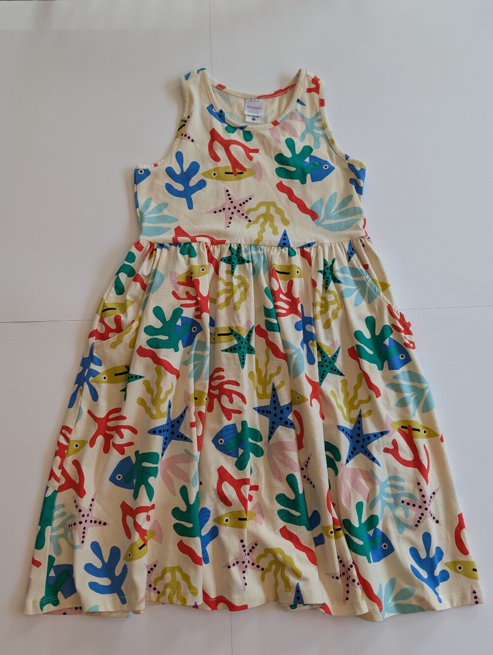 Hanna Andersson Summer Racerback Sea Life Print Skater Dress, Size 12 Girls